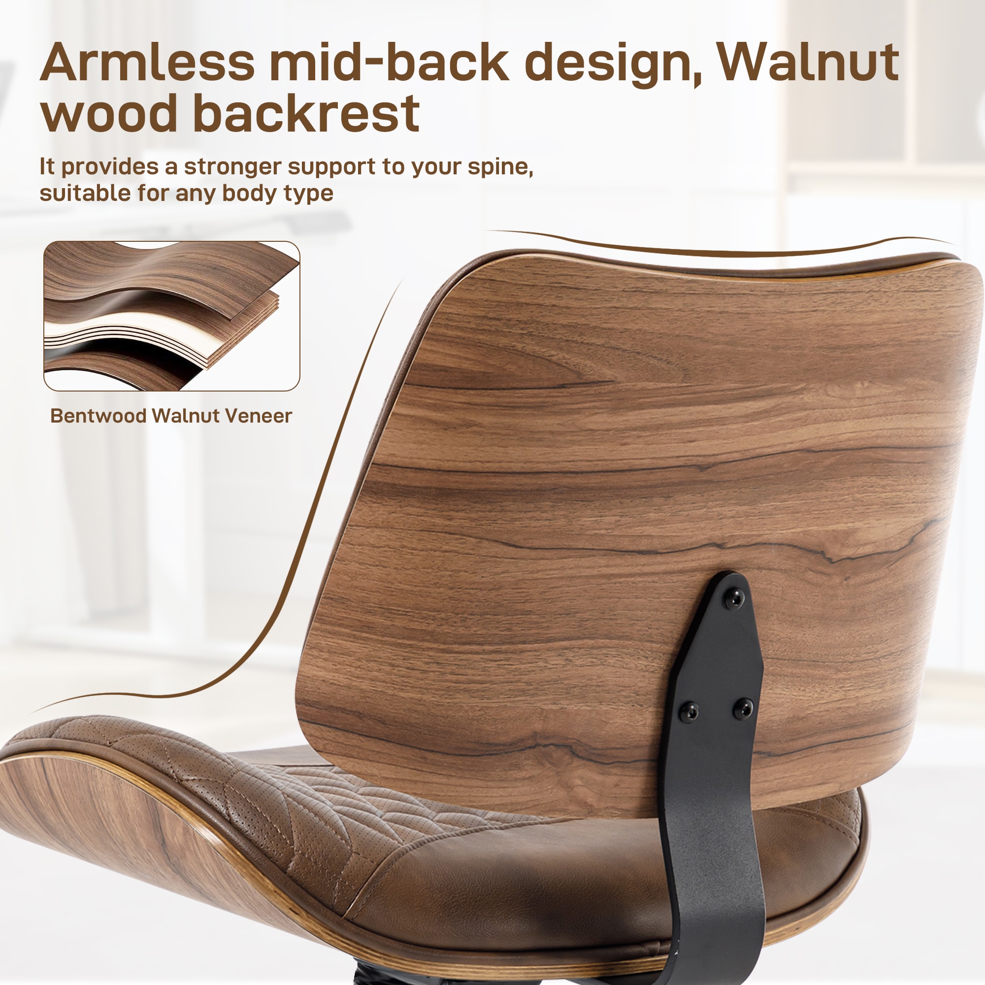 Ergonomic Office Chair With Adjustable Height And Swivel Wheels_voghion.com